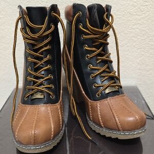 SHIEKH Brown and Black Lace Up Boots
